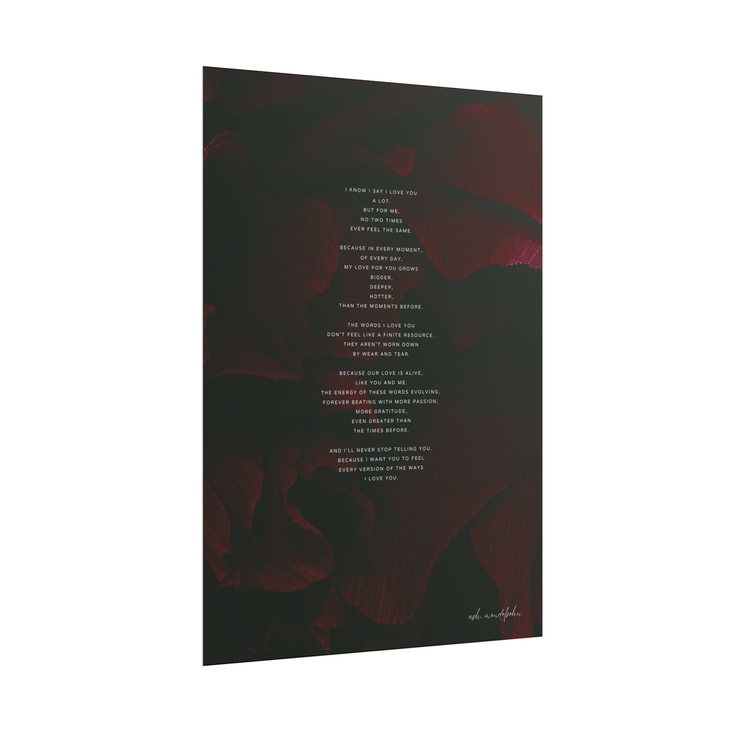 More Love Poem, Romantic Print Unframed
