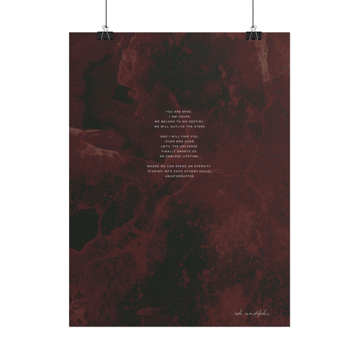 The Words of My Music Poem, Romantic Print Unframed