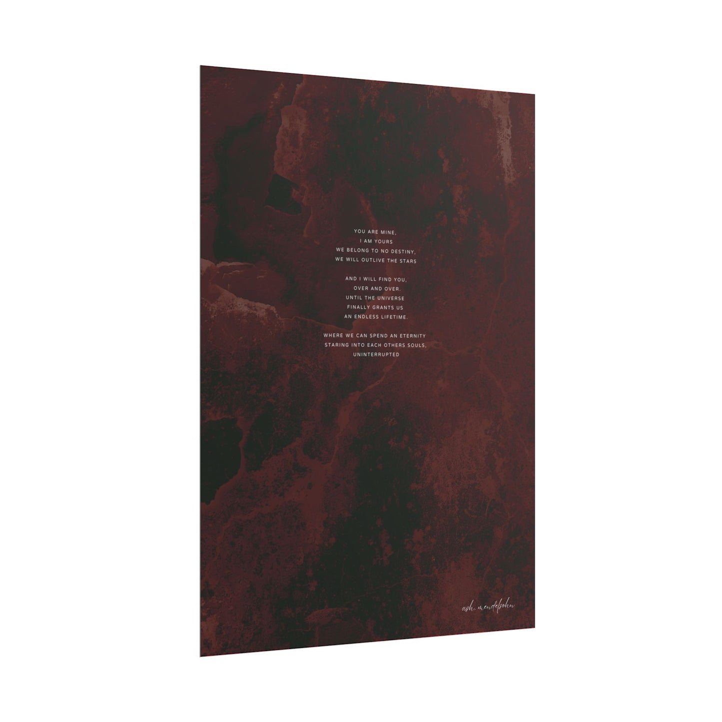 The Words of My Music Poem, Romantic Print Unframed