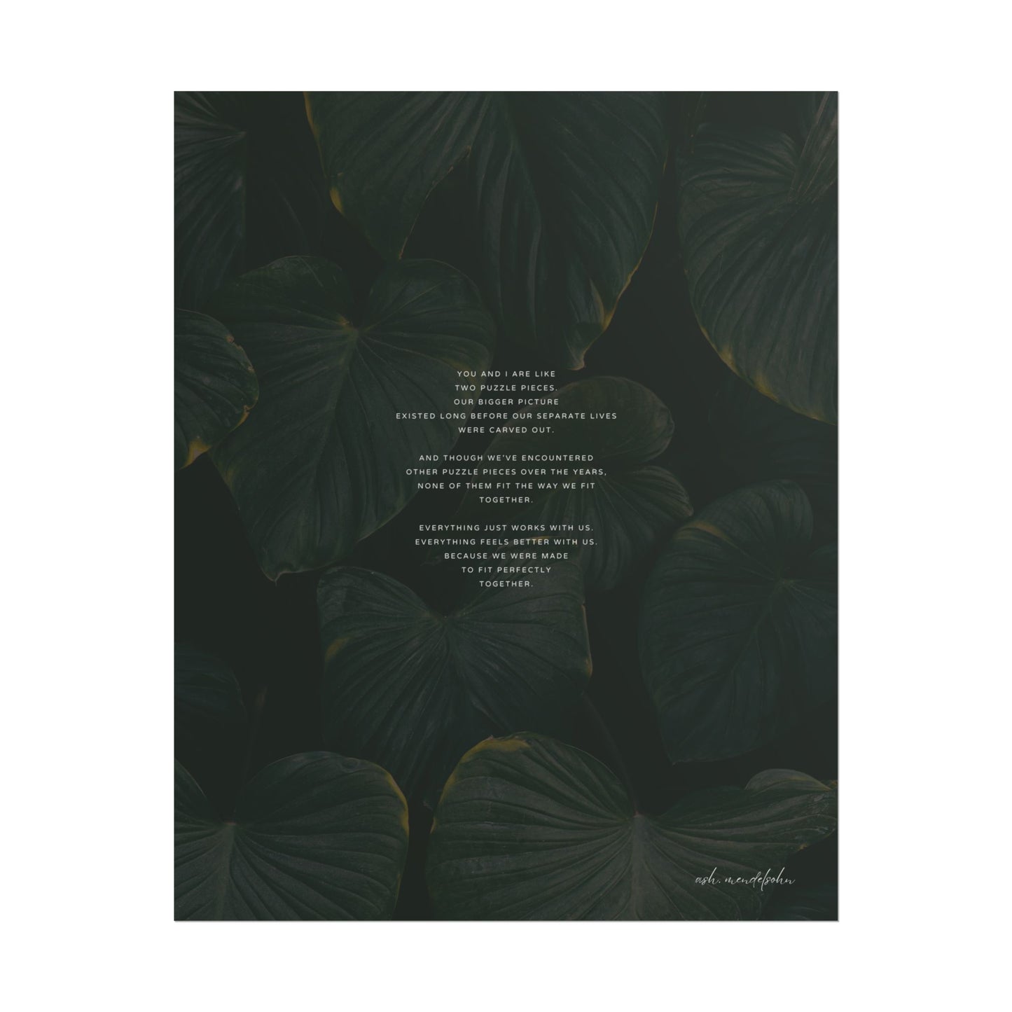 Puzzle Pieces Poem, Nature Print Unframed