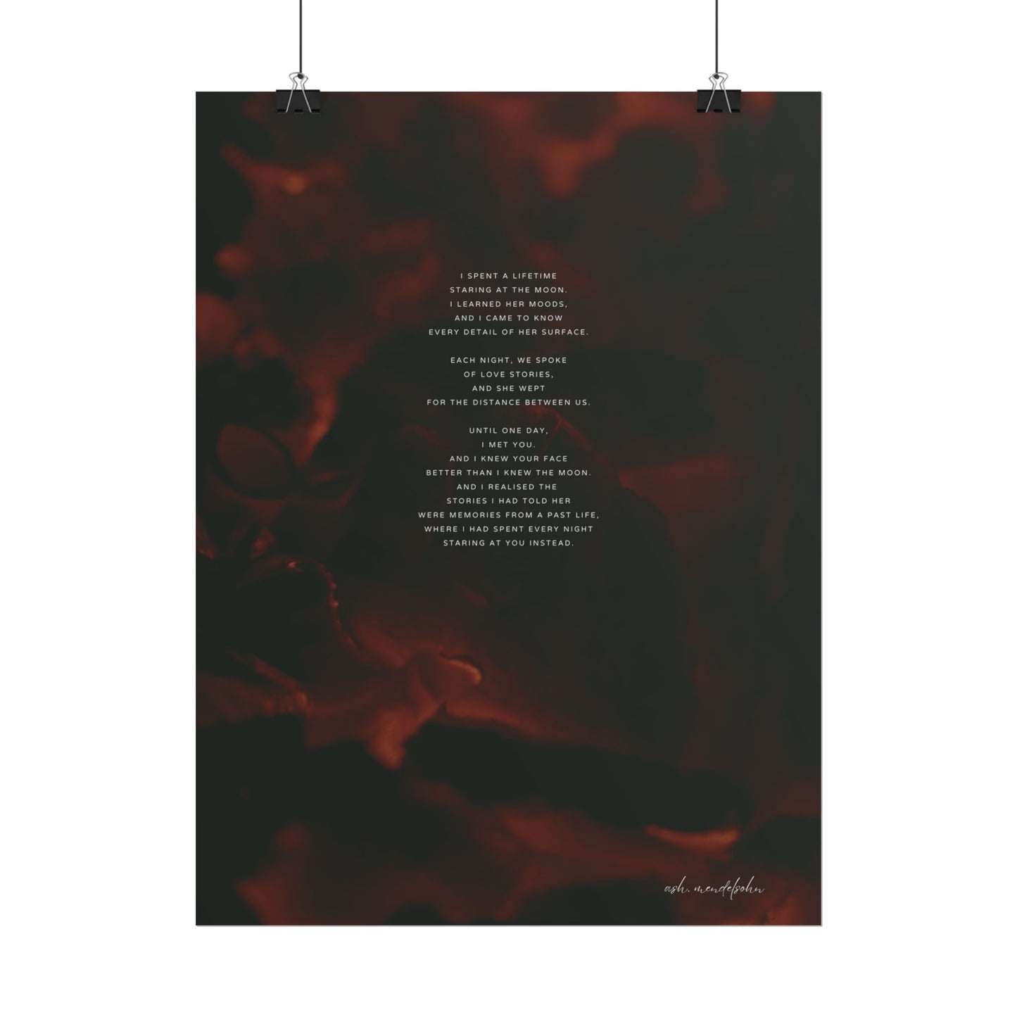 Moon Study Poem, Romantic Print Unframed