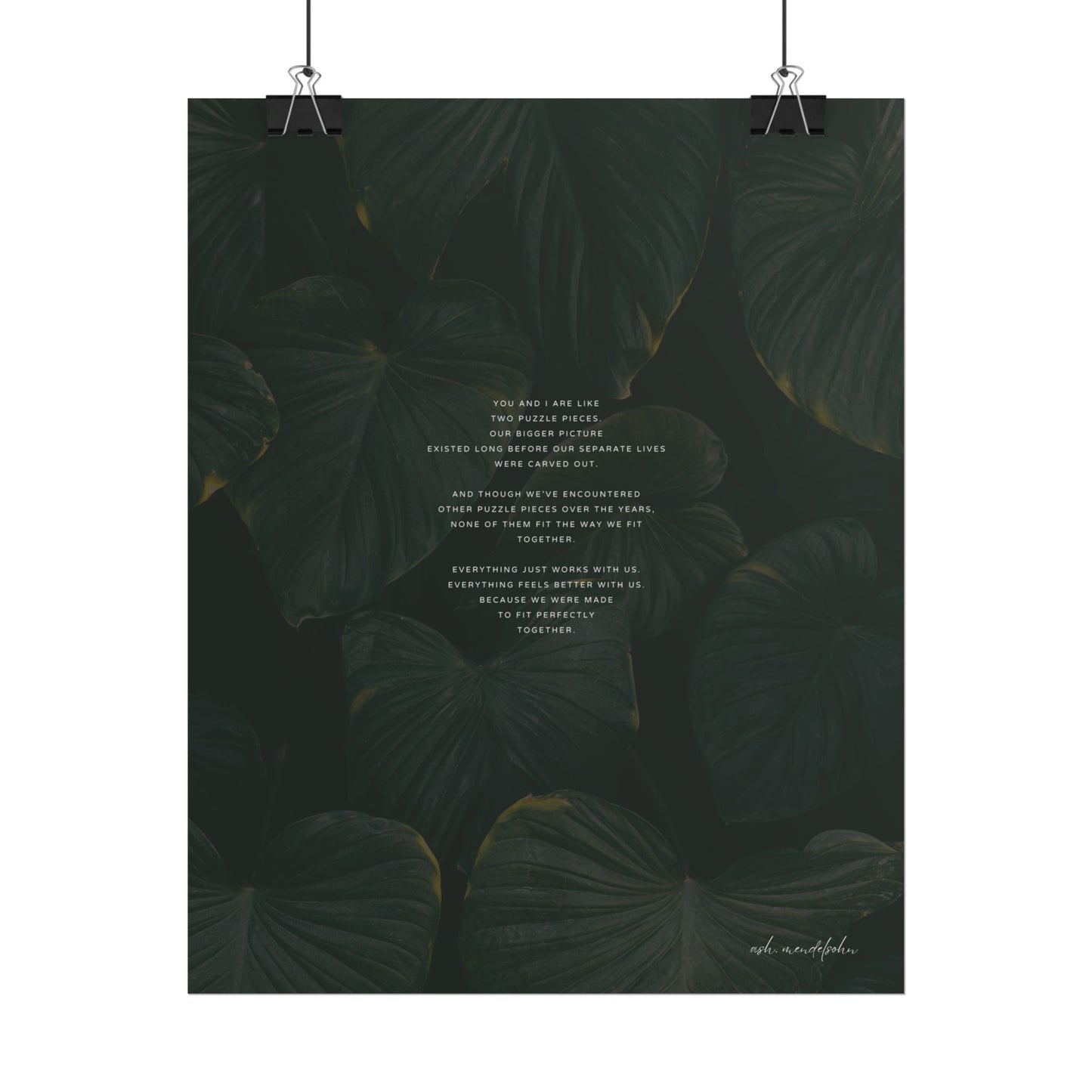 Puzzle Pieces Poem, Nature Print Unframed