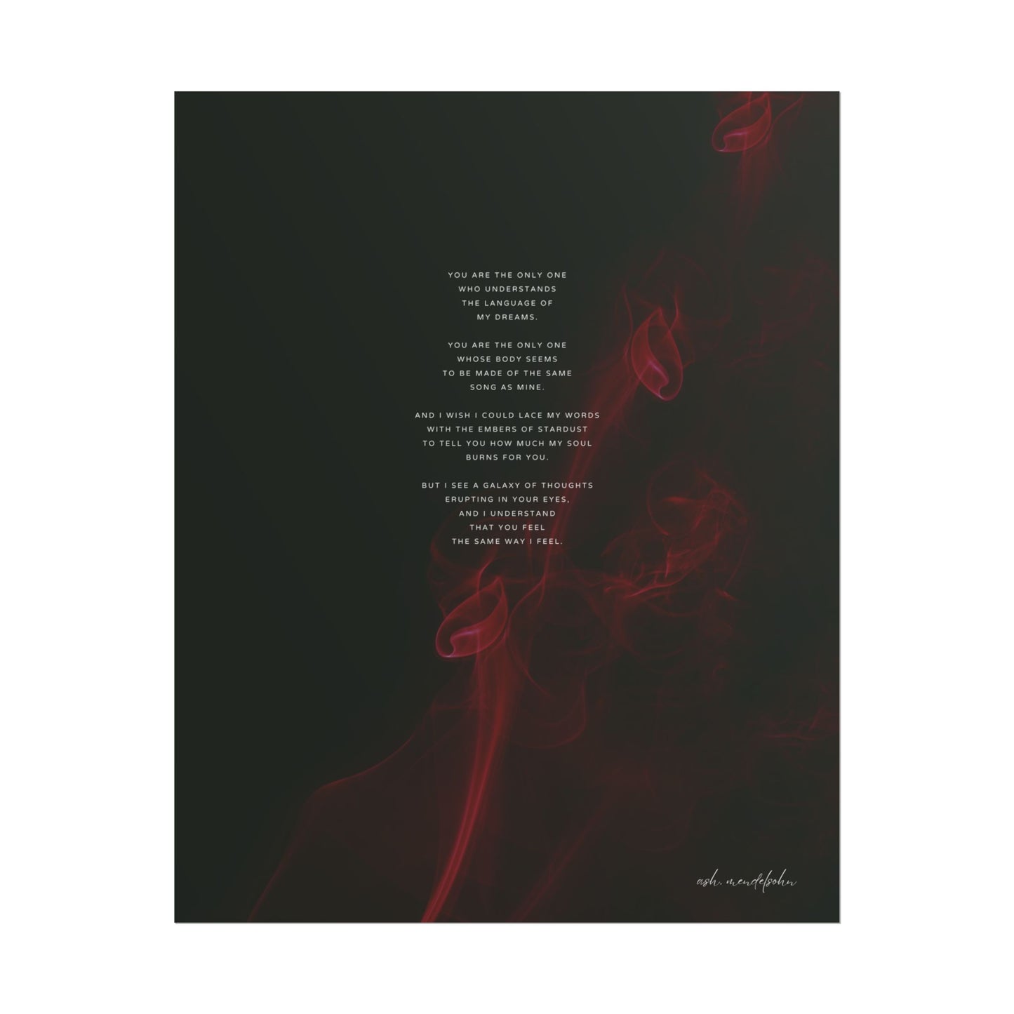 Only You Poem, Romantic Print Unframed