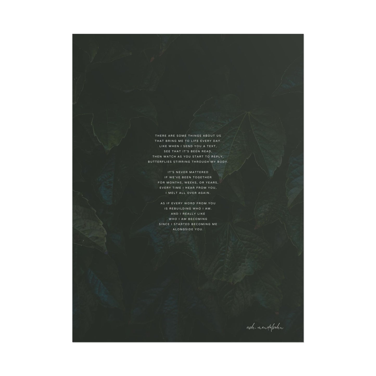 You And The Butterflies Poem, Nature Print Unframed