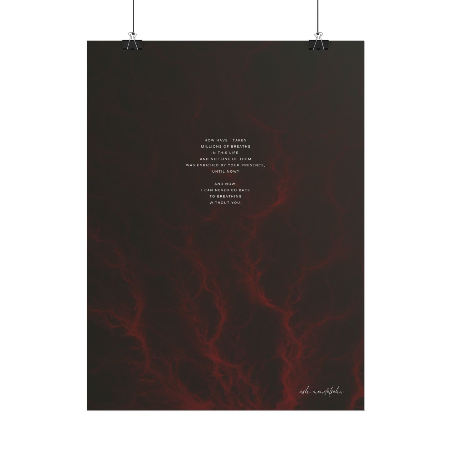 Life Breath Poem, Romantic Print Unframed