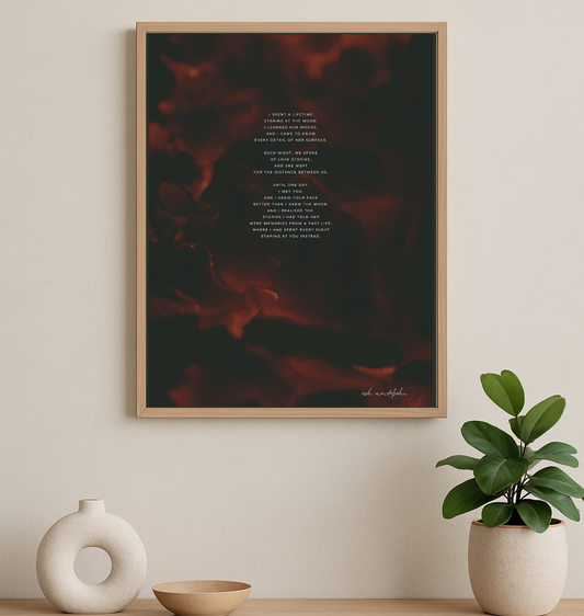 Moon Study Poem, Romantic Print Unframed