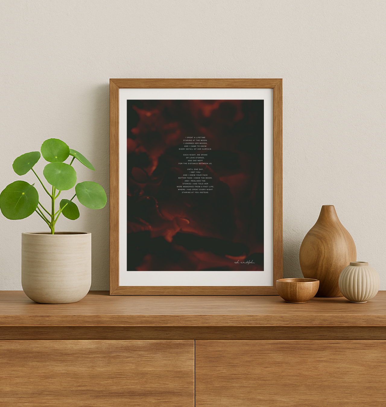 Moon Study Poem, Romantic Print Unframed