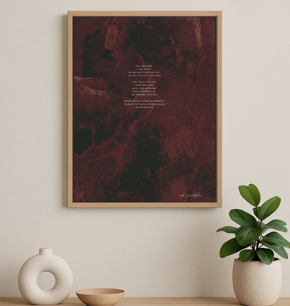 The Words of My Music Poem, Romantic Print Unframed