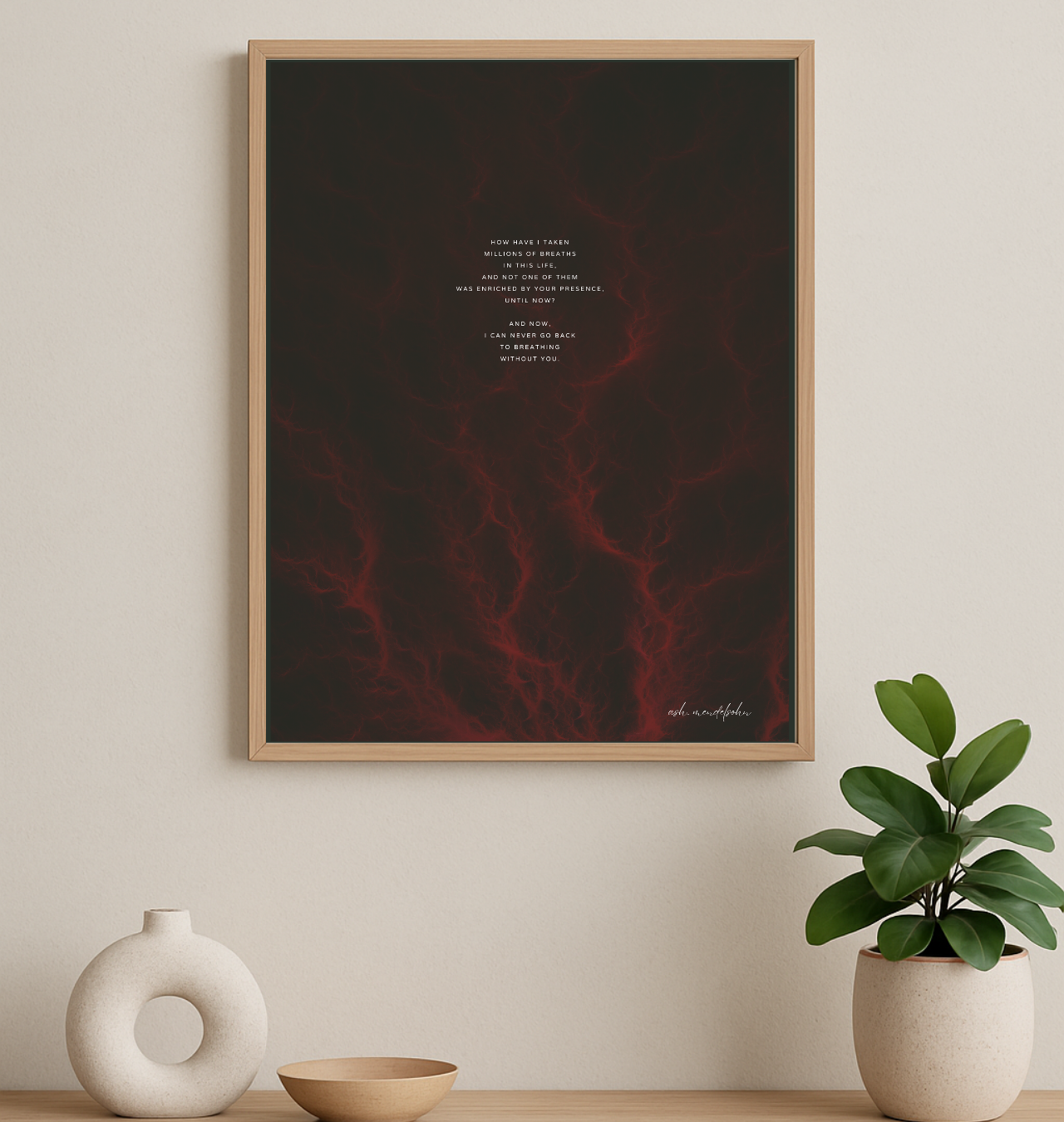 Life Breath Poem, Romantic Print Unframed