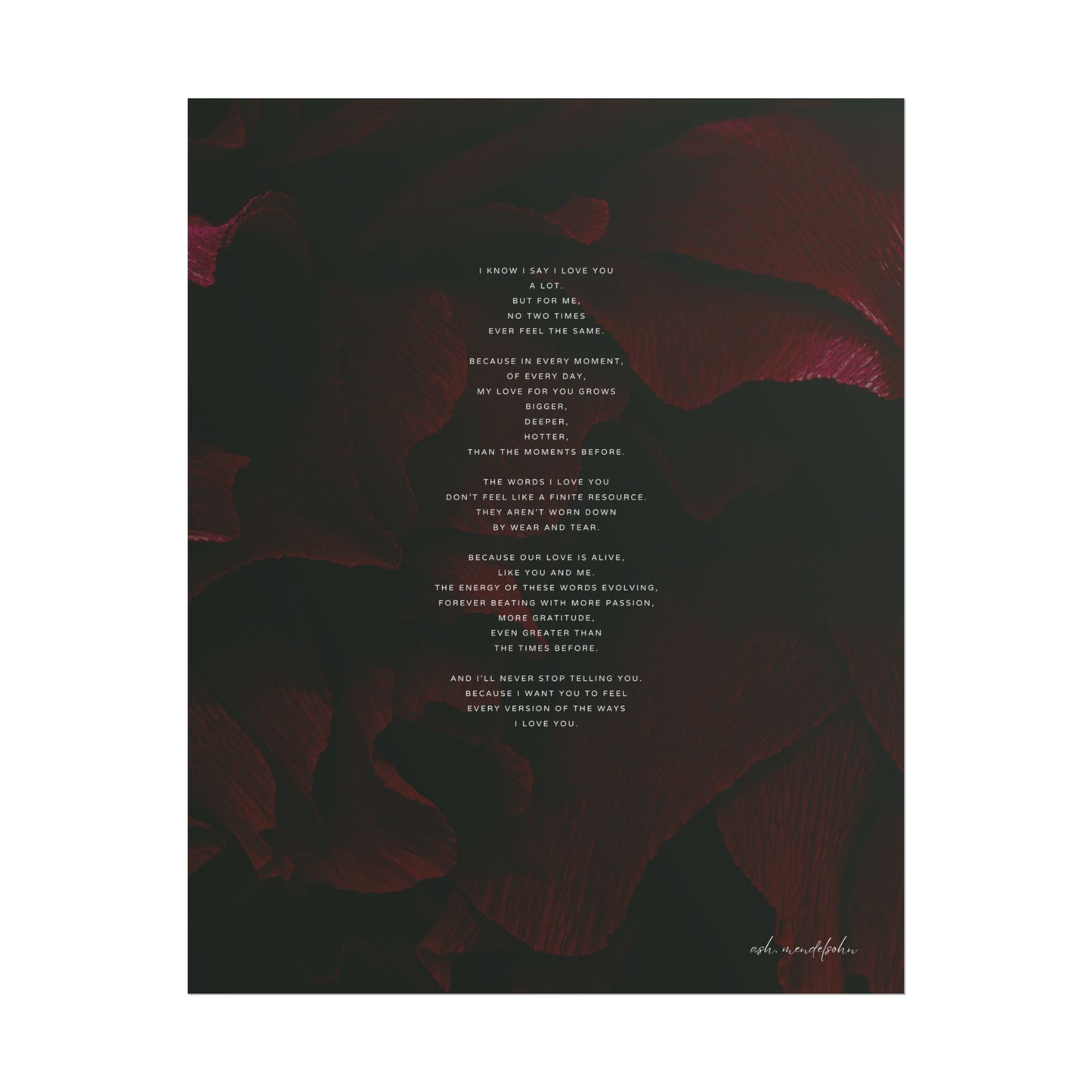 More Love Poem, Romantic Print Unframed