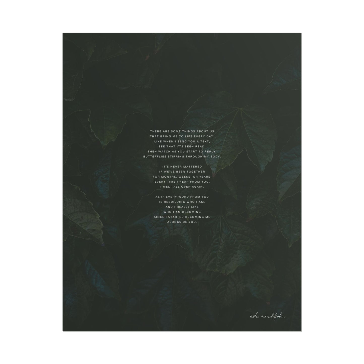 You And The Butterflies Poem, Nature Print Unframed