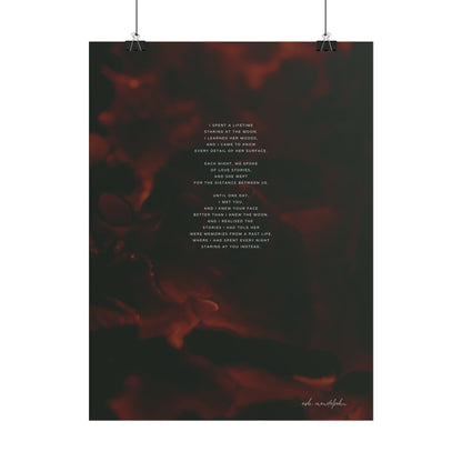Moon Study Poem, Romantic Print Unframed
