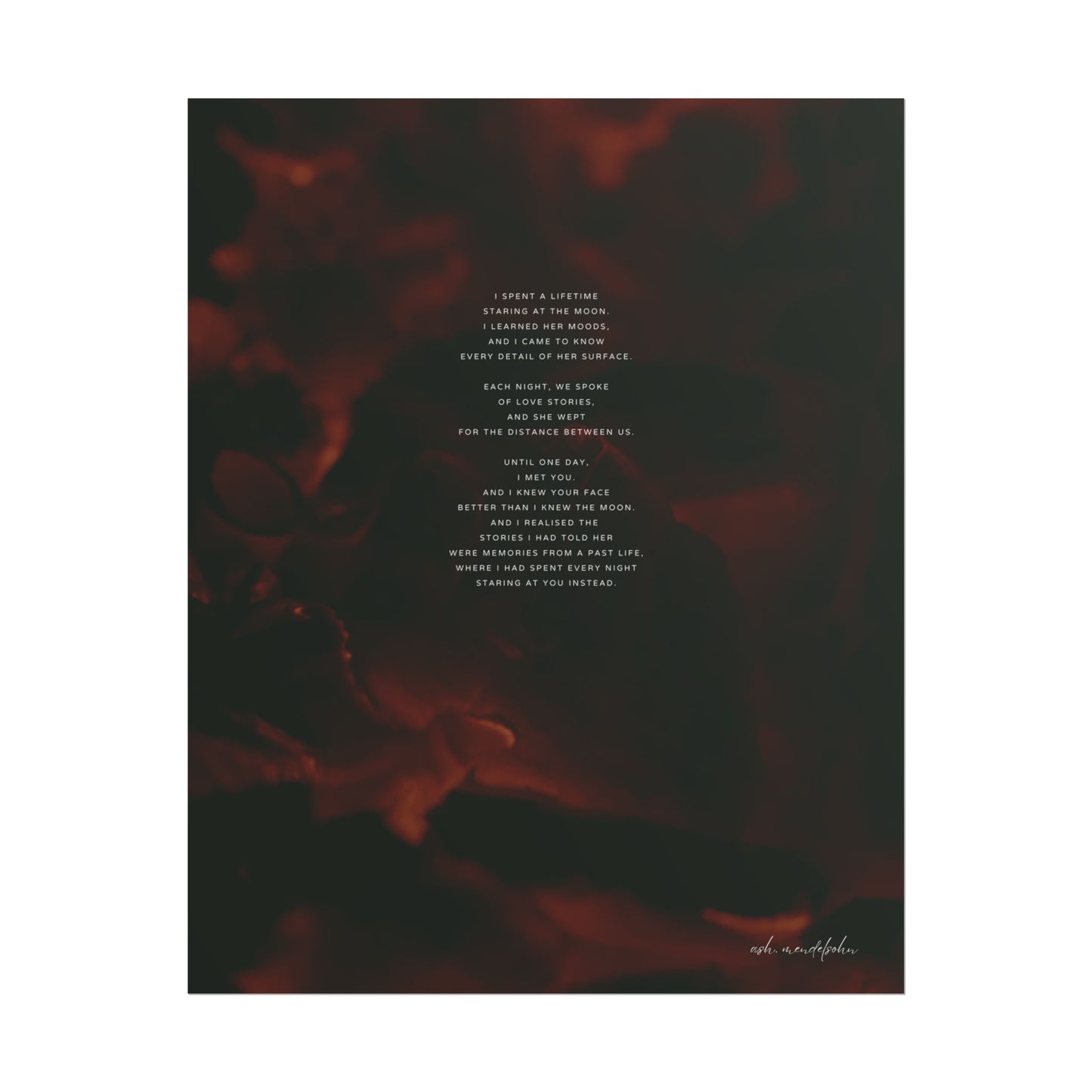 Moon Study Poem, Romantic Print Unframed
