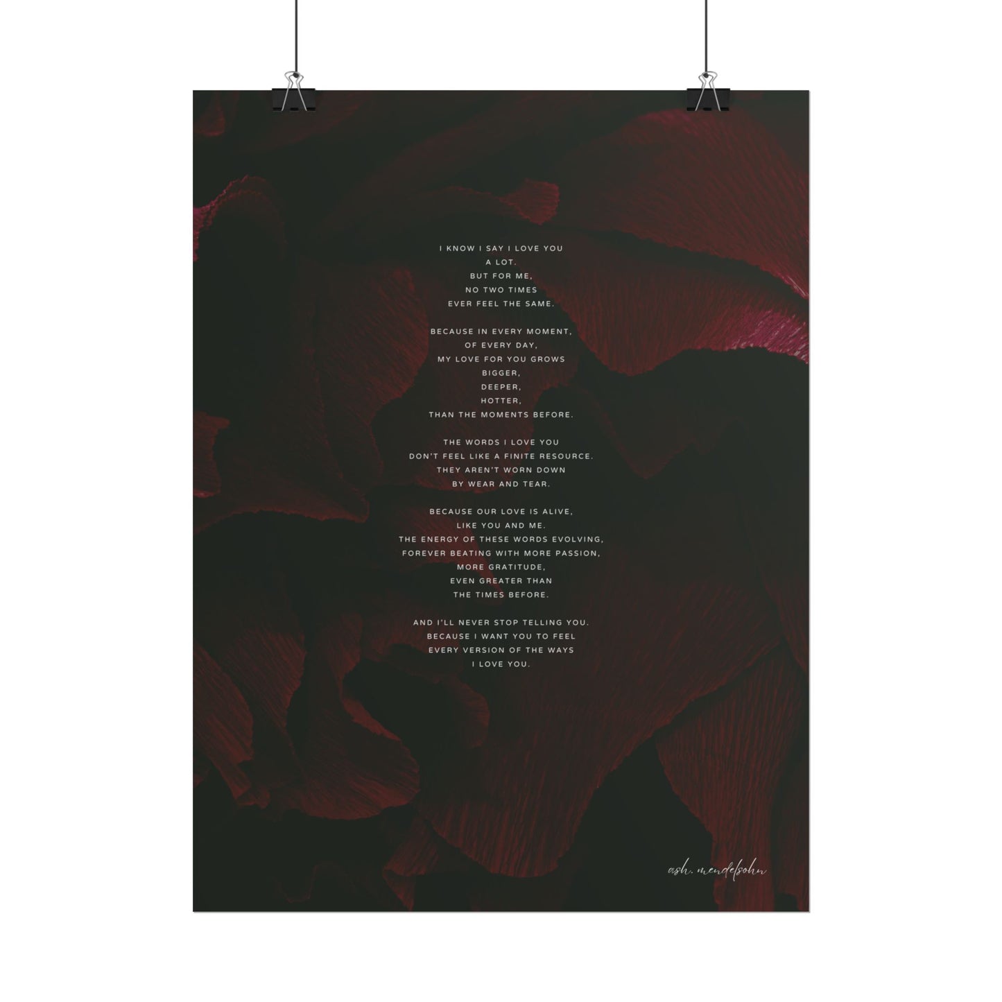 More Love Poem, Romantic Print Unframed