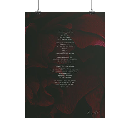 More Love Poem, Romantic Print Unframed