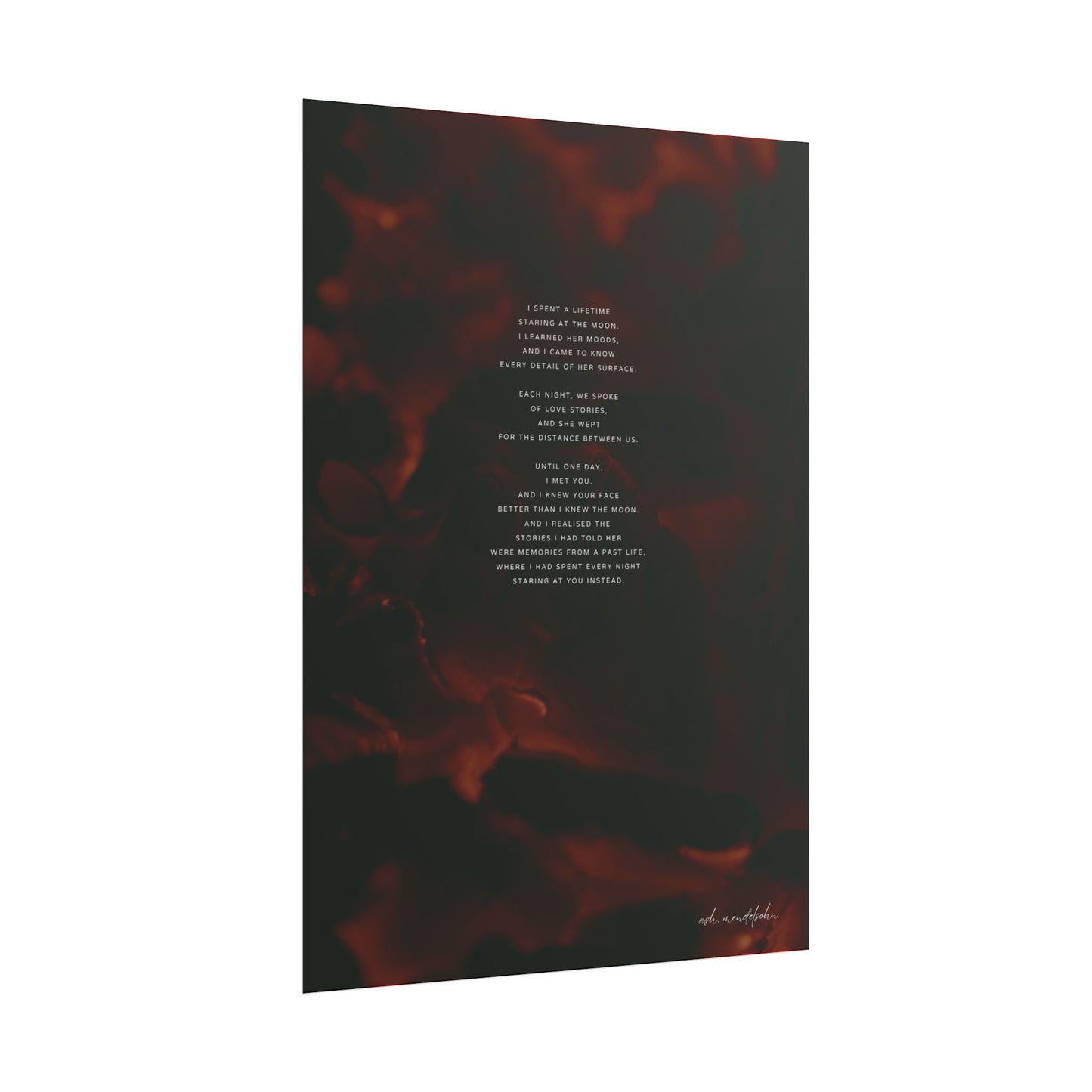 Moon Study Poem, Romantic Print Unframed
